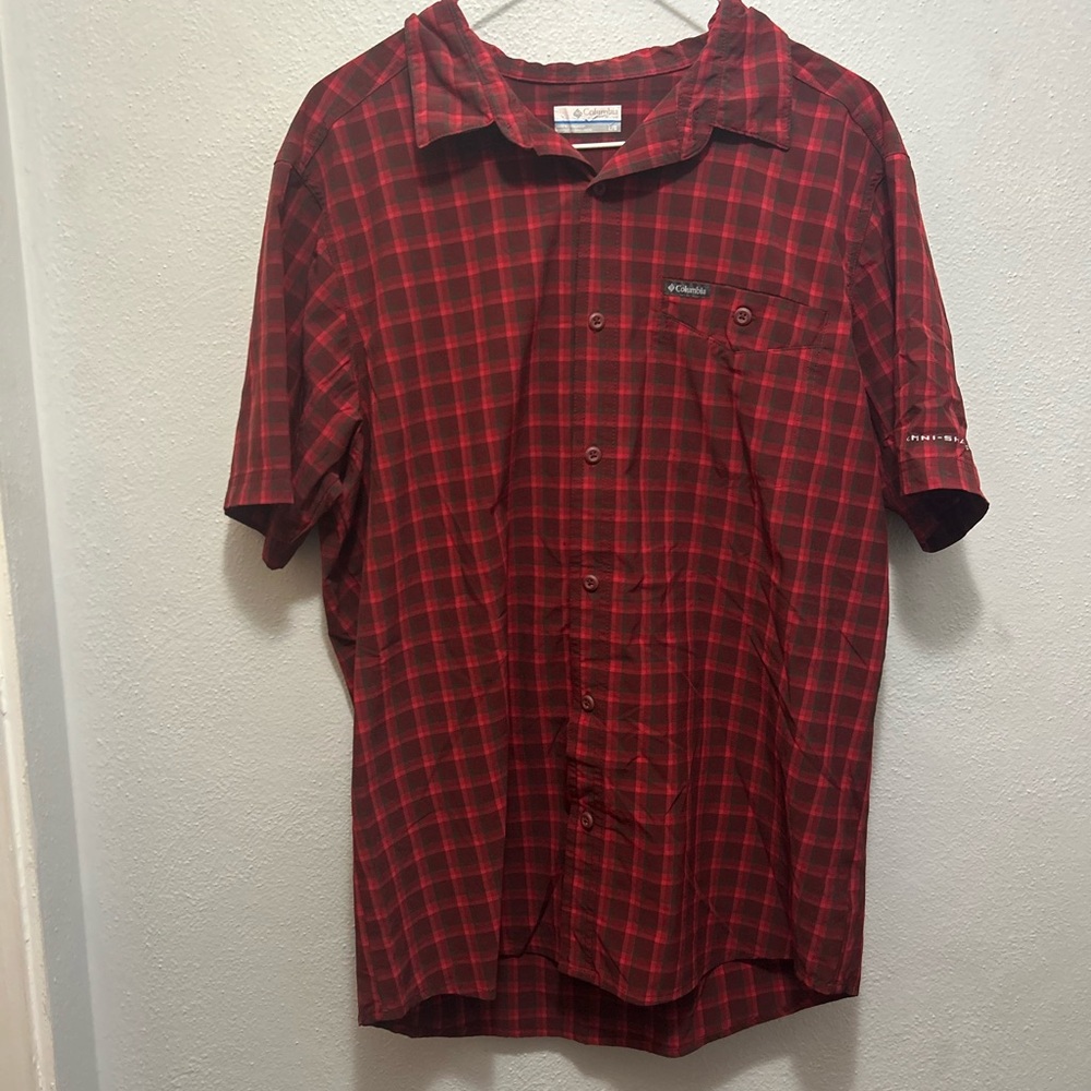 Columbia Men's Casual Red Checkered Shirt